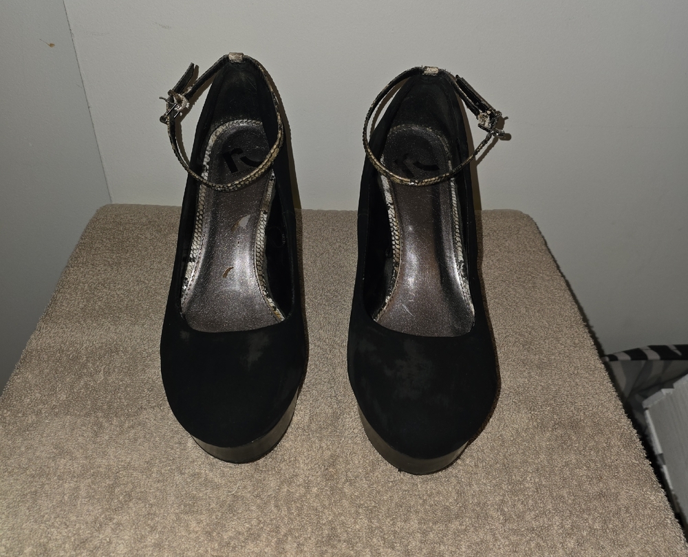 Report Black Platform Heels with Silver Accents